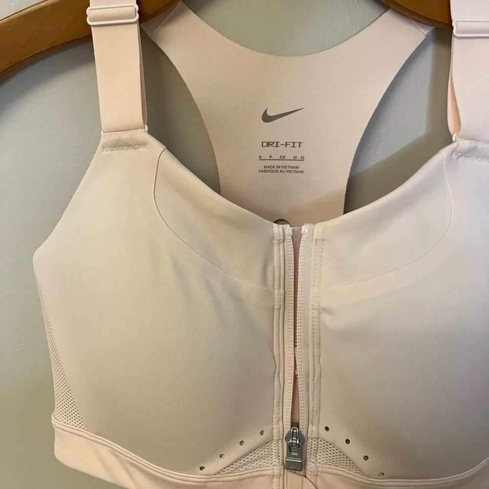 NEW Nike Alpha Women's High-Support Padded Zip Front Racerback Pink Sports bra
